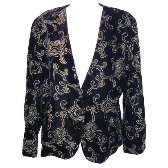 Norton McNaughton Women's Sz 8 Velvet Embroidered Paisley Patterned Blazer (1652 - Picture 1 of 6
